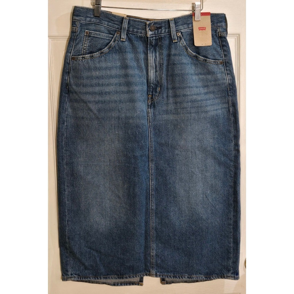 Levis Womens Denim Midi Skirt Medium Wash Cotton 001VH0000 Size 31 NWT